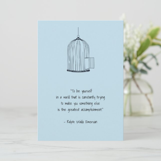 Carte Sois toi-même Emerson Citation Birdcage (Debout devant)