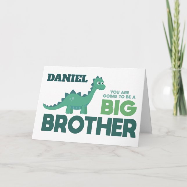 Carte Sois un grand frère dinosaure un garçon de prénom (Devant)