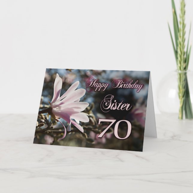 Carte Soixante-dixième anniversaire de soeur avec la (Devant)