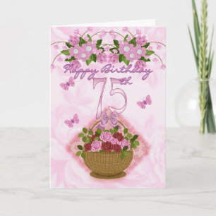 Carte soixante-quinzième Madame d'anniversaire, roses et