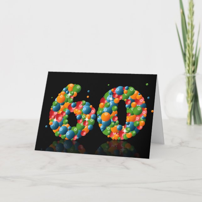 Carte soixantième anniversaire avec des nombres formés (Devant)