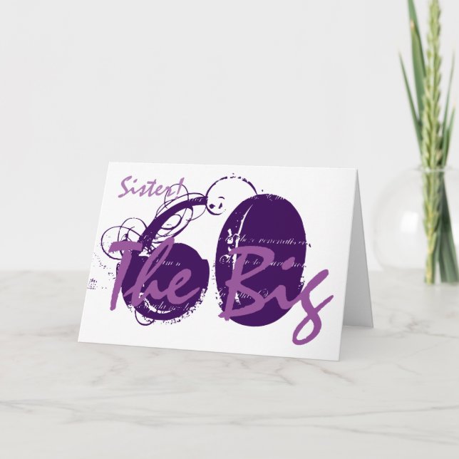Carte soixantième Anniversaire pour la soeur, texte (Devant)
