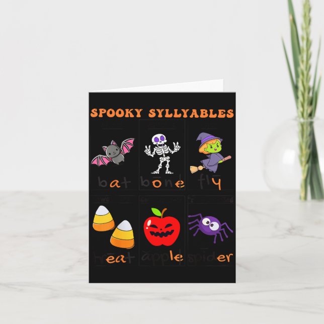 Carte Soky Syllables Teacher Funny Halloween Educational (Devant)