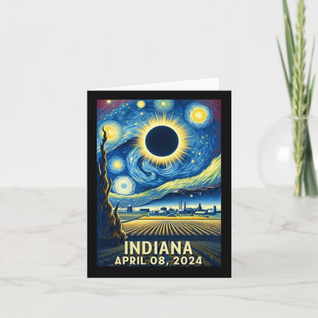 Carte Solar Eclipse 2024 Indiana Starry Night (Devant)