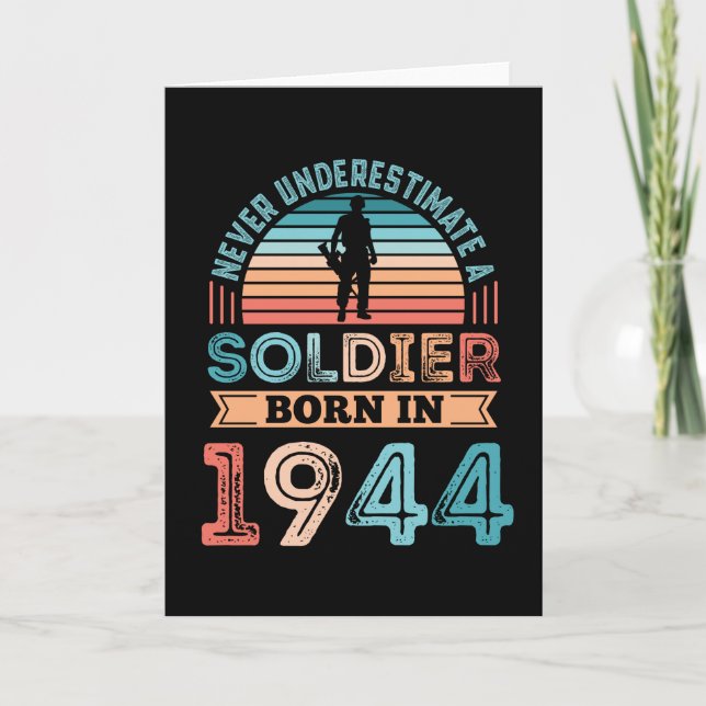 Carte Soldat né 1944 80e anniversaire Cadeau Vétérinaire (Devant)
