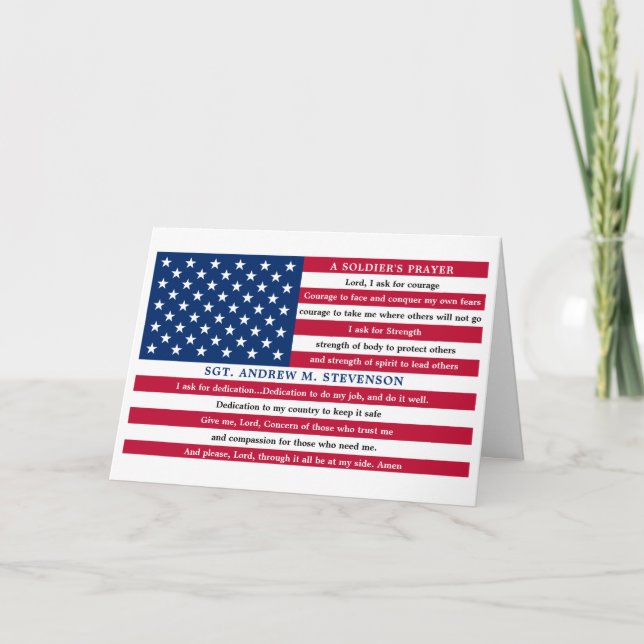 Carte Soldats prier USA Drapeau américain Militaire (Devant)