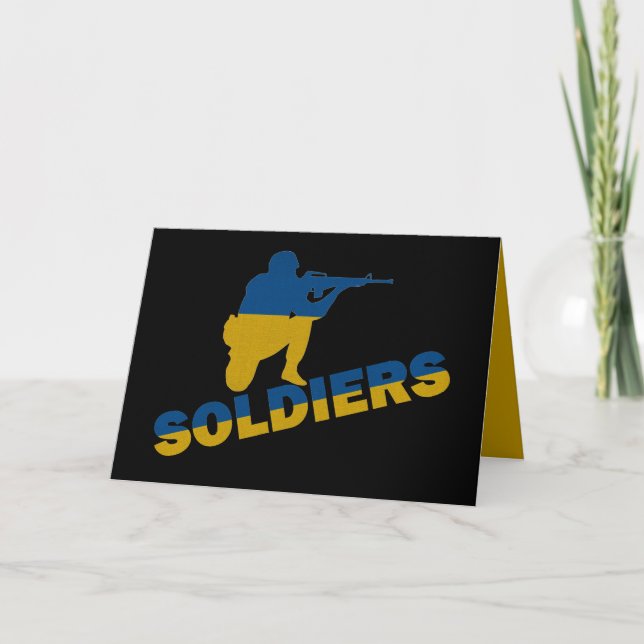 Carte Soldats ukrainiens, drapeau ukrainien (Devant)