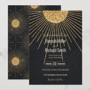 Carte Soleil brillant d'or noir moderne