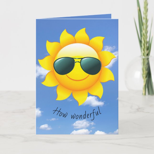 Carte soleil d'amitié avec lunettes de soleil (Devant)