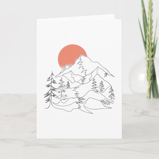 CARTE SOLEIL ROUGE ET MONTAGNES (Devant)