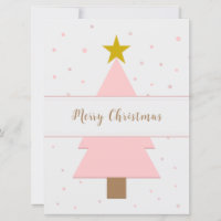Solo Pink Christmas Tree et Golden Star Flat Card