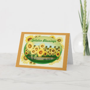 Carte Solstice d'été bénédiction avec des tournesols