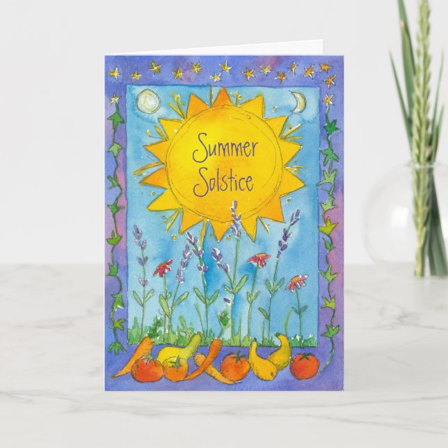 Carte Solstice d'été de l'aquarelle de la nature des fru (Devant)