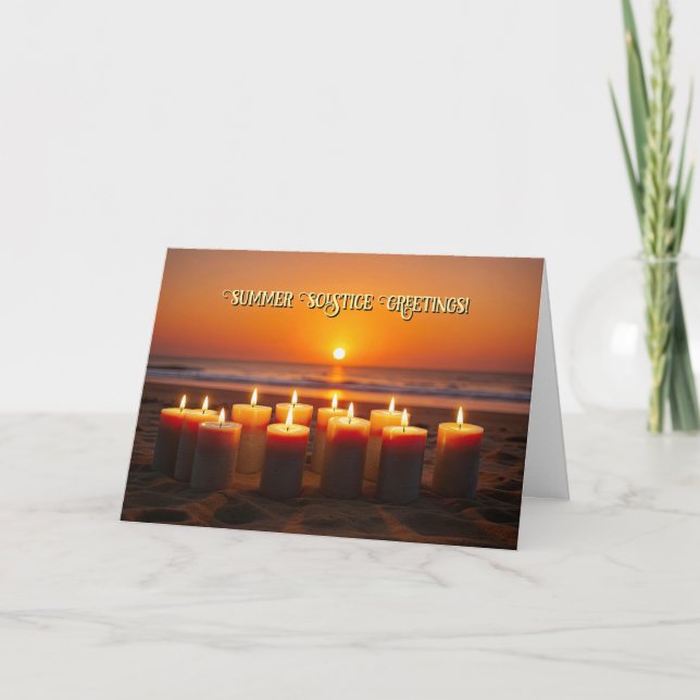 Carte Solstice d'été Litha Happy Midsummers Eve bougies (Devant)