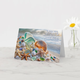 Carte Solstice d'été Ocean Beach Seashs Verre de mer