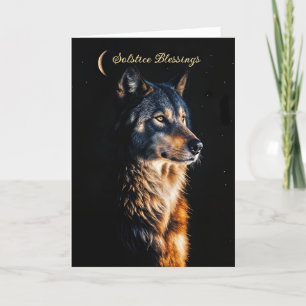 Carte Solstice d'hiver avec de belles nuits Wolf