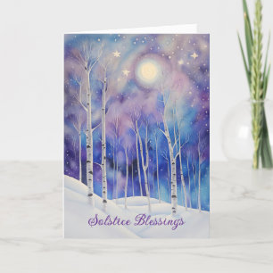 Carte Solstice d'hiver Bénédiction Birch Trees in the Sn