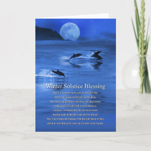 Carte Solstice d'hiver Bénédiction poème avec dauphins d