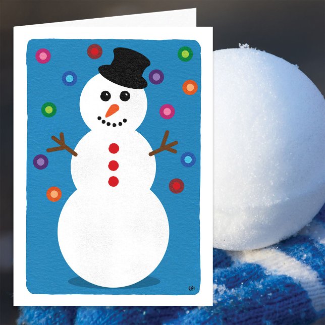 Carte Solstice d'hiver de Snowman souriant (Créateur téléchargé)