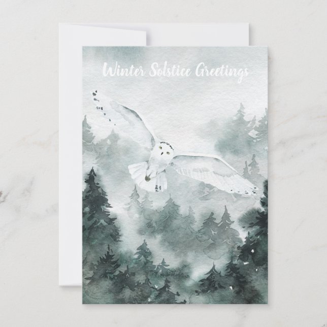 Carte Solstice d'hiver Salutation Woodland Forest White  (Devant)