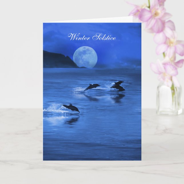 Carte Solstice d'hiver Yule Dolphins Mer Océan (Orchidée)