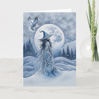 Carte Solstice d'hiver Yule Folk Art inspirée Witchy Lad