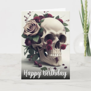 Carte Sombre gothique foncé Melancholy crâne et Rose