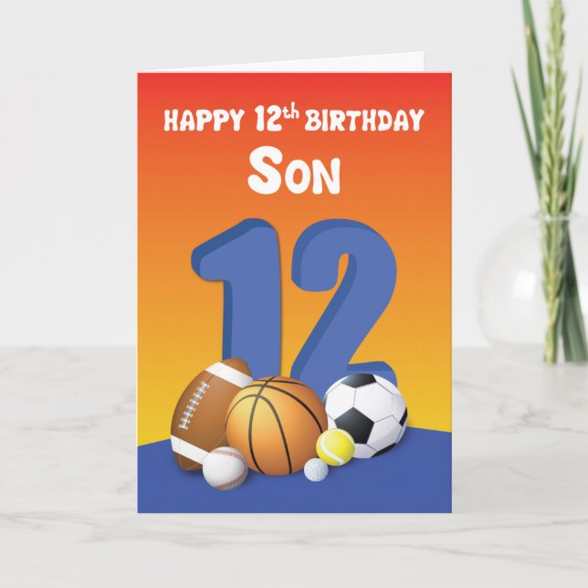 Carte Son 12e anniversaire des balles de sport (Devant)