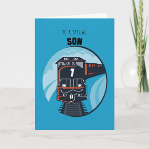 Carte Son 7e Birthday Train, Little Boy, Blue