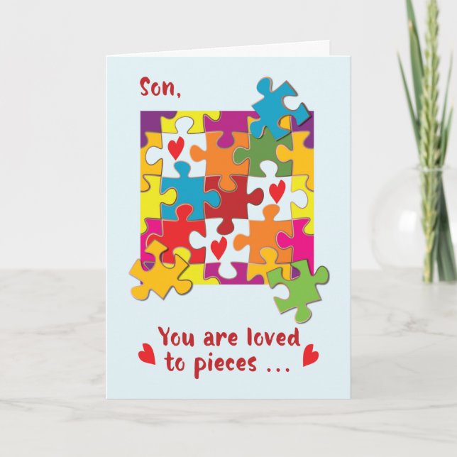 Carte Son Anniversaire Puzzle Amour aux pièces (Devant)