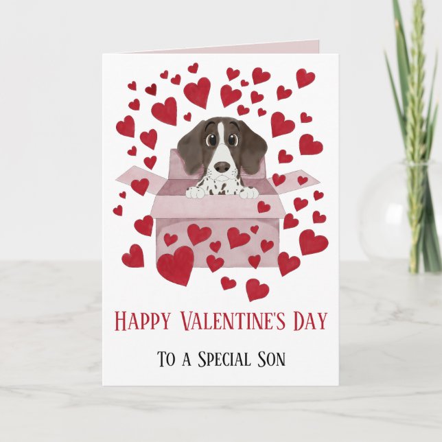 Carte Son chiot dans la boîte de Saint Valentin (Devant)