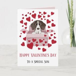 Carte Son chiot dans la boîte de Saint Valentin