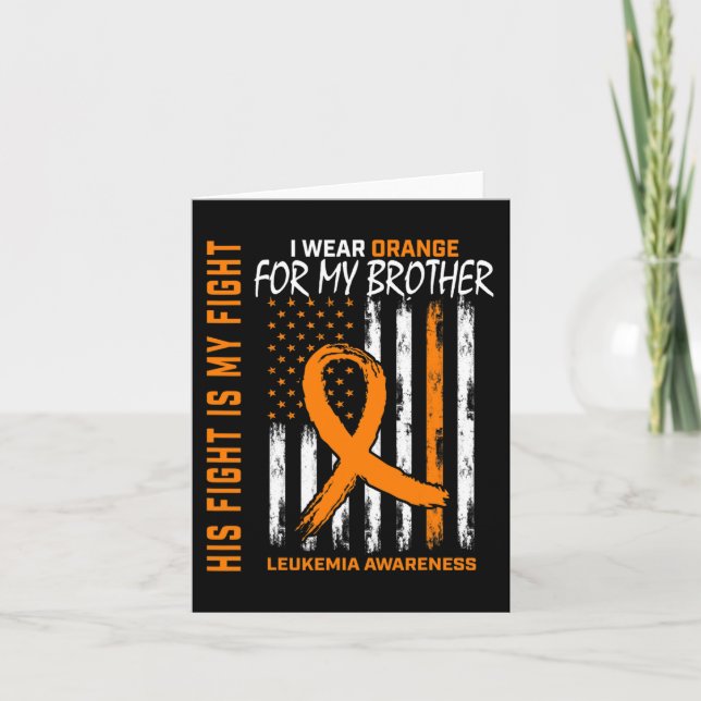 Carte Son combat porte Orange Brother Leukemia Cancer Aw (Devant)