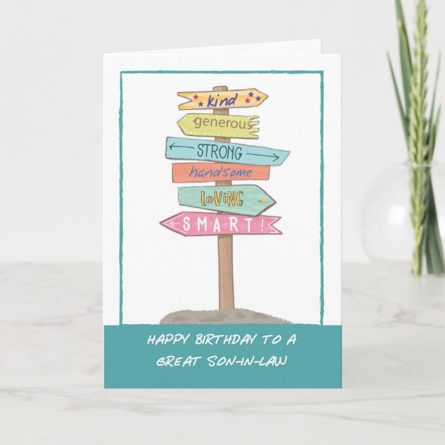 Carte Son en droit Anniversaire Amusants Signal Bonne Qu (Devant)