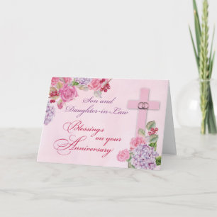 Carte Son et belle-fille Anniversaire Religieux Anneaux