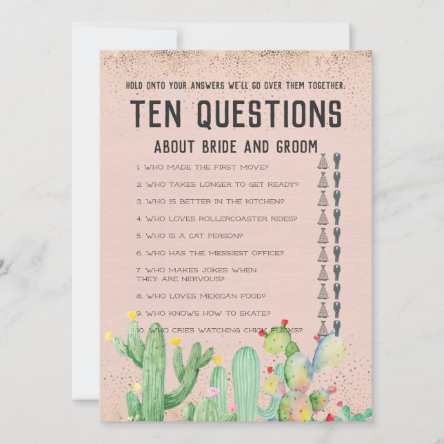 Carte Son et Sa Dix Questions Jeu de Mariage (Devant)