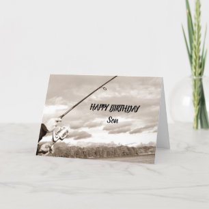 CARTE **SON** HEUREUX HUMOUR DE PÊCHE D'ANNIVERSAIRE