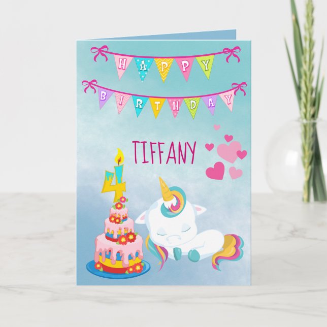 Carte Son Unicorn Magique 4e anniversaire (Devant)