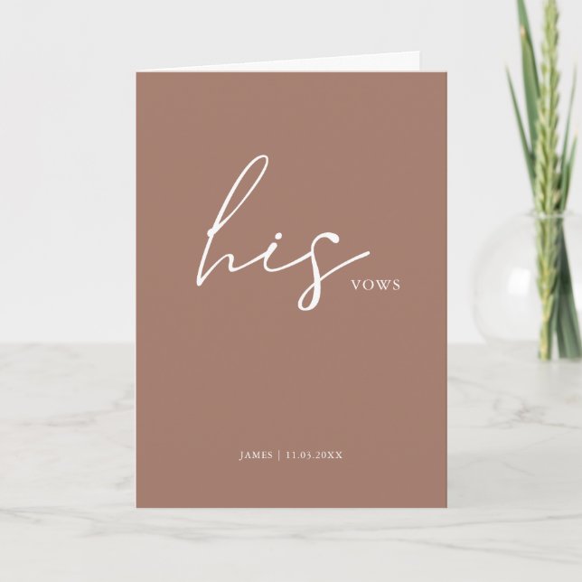 Carte Son Vows Card Minimalist Script Vows Dusty Rose (Devant)