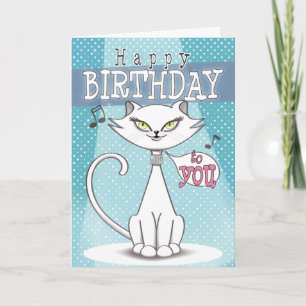 Carte Sonia le chat chanteur Joyeux anniversaire