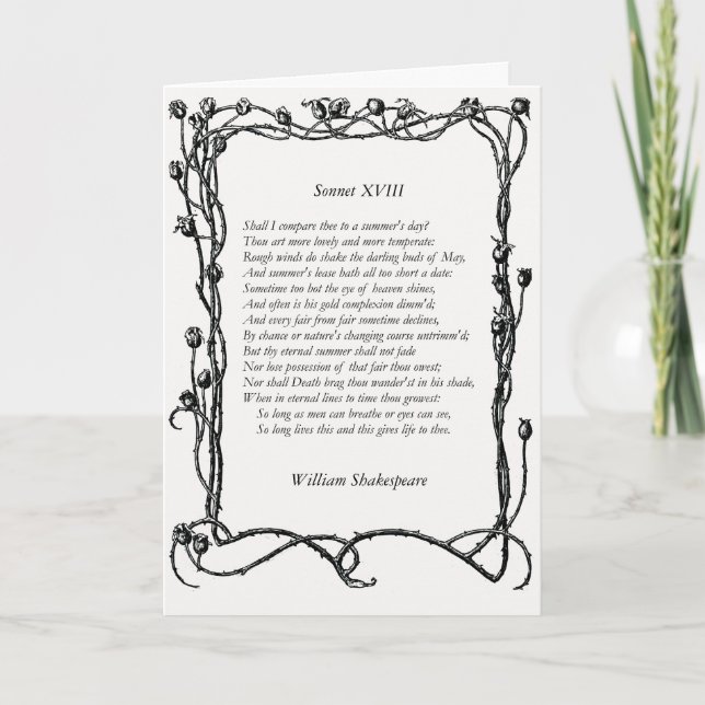 Carte Sonnet # 18 par William Shakespeare (Devant)