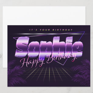 Carte Sophie Name Prénom lila retro