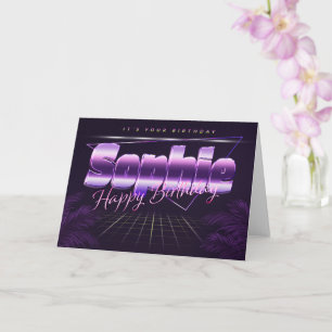 Carte Sophie Name Prénom lila retro Map Anniversaire