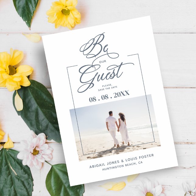 Carte Sophisticated Minimalist Photo Elegant Script (Sophisticated Minimalist Photo Elegant Whimsical Script Save the Date Card with Envelope.)