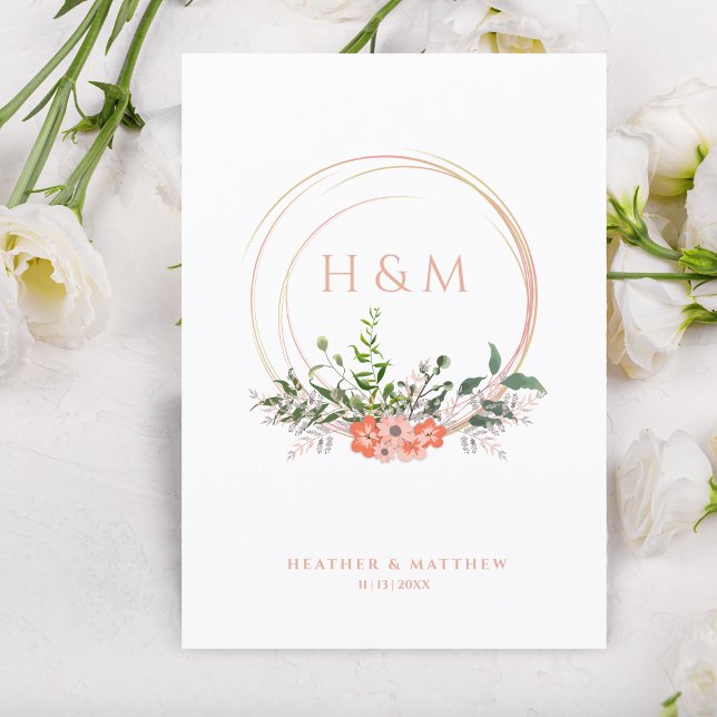 Carte Sophistiqué Elégant Coral Floral Mariage Garland (Créateur téléchargé)