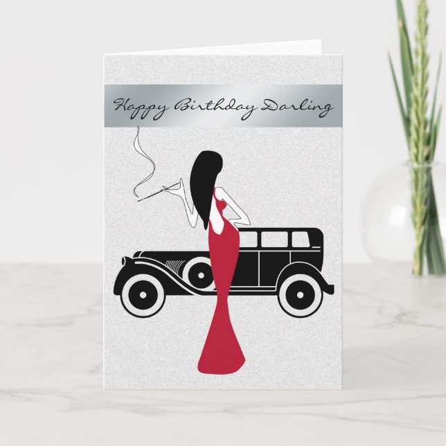 Carte Sophistiqué Élégante Femme Chic Joyeux Anniversair (Devant)