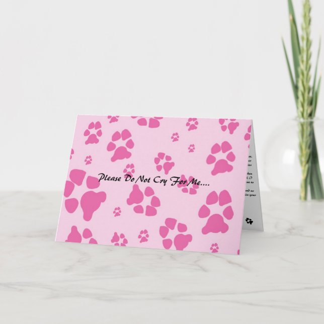 Carte sophistiqué-rose-chien-paw-, S'Il Vous Plaît Ne Pl (Devant)