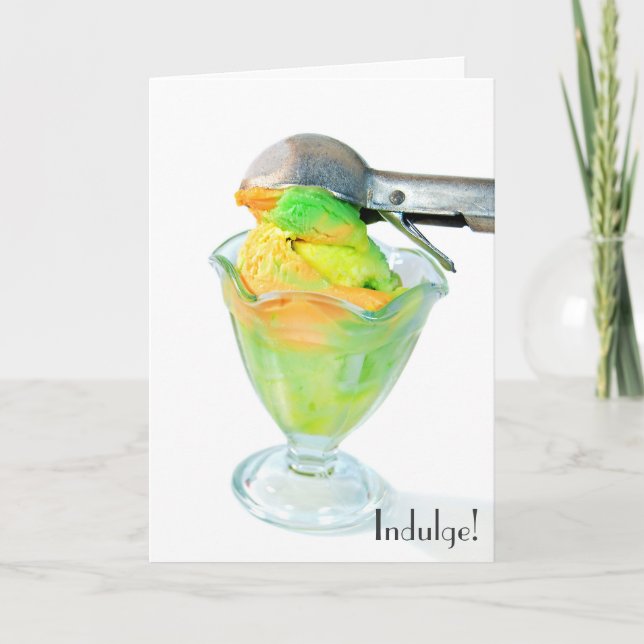Carte sorbet avec le scoop de crème glacée (Devant)