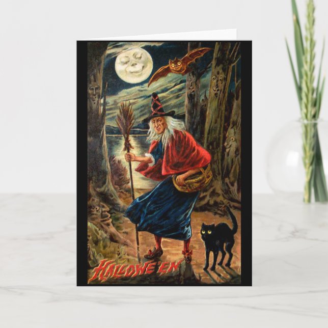 Carte Sorcière à la nuit d'Halloween (Devant)