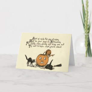 Carte Sorcière Chat Noir Poème Jack-o'-lantern